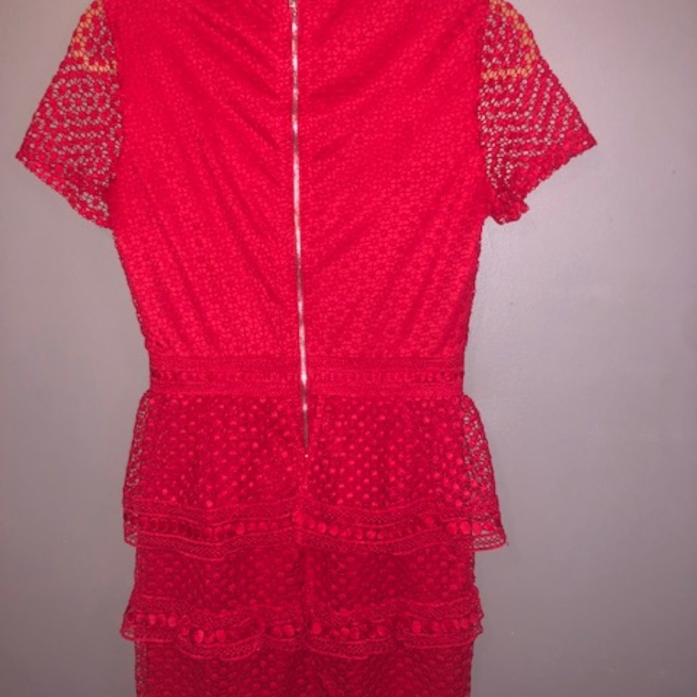COPY - Red Ruffle Lace Dress - Picture 8 of 9